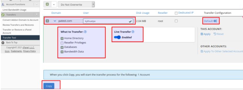 Chuyển dữ liệu website bằng transfer tool trên cpanel WHM (3)