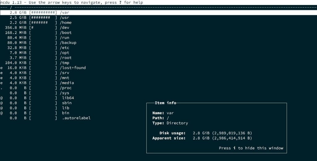 Cách kiểm tra dung lượng ổ cứng Linux bằng lệnh ncdu (1)