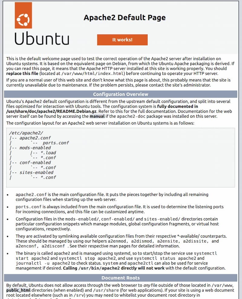 trang mặc định ubuntu 22.04 apache