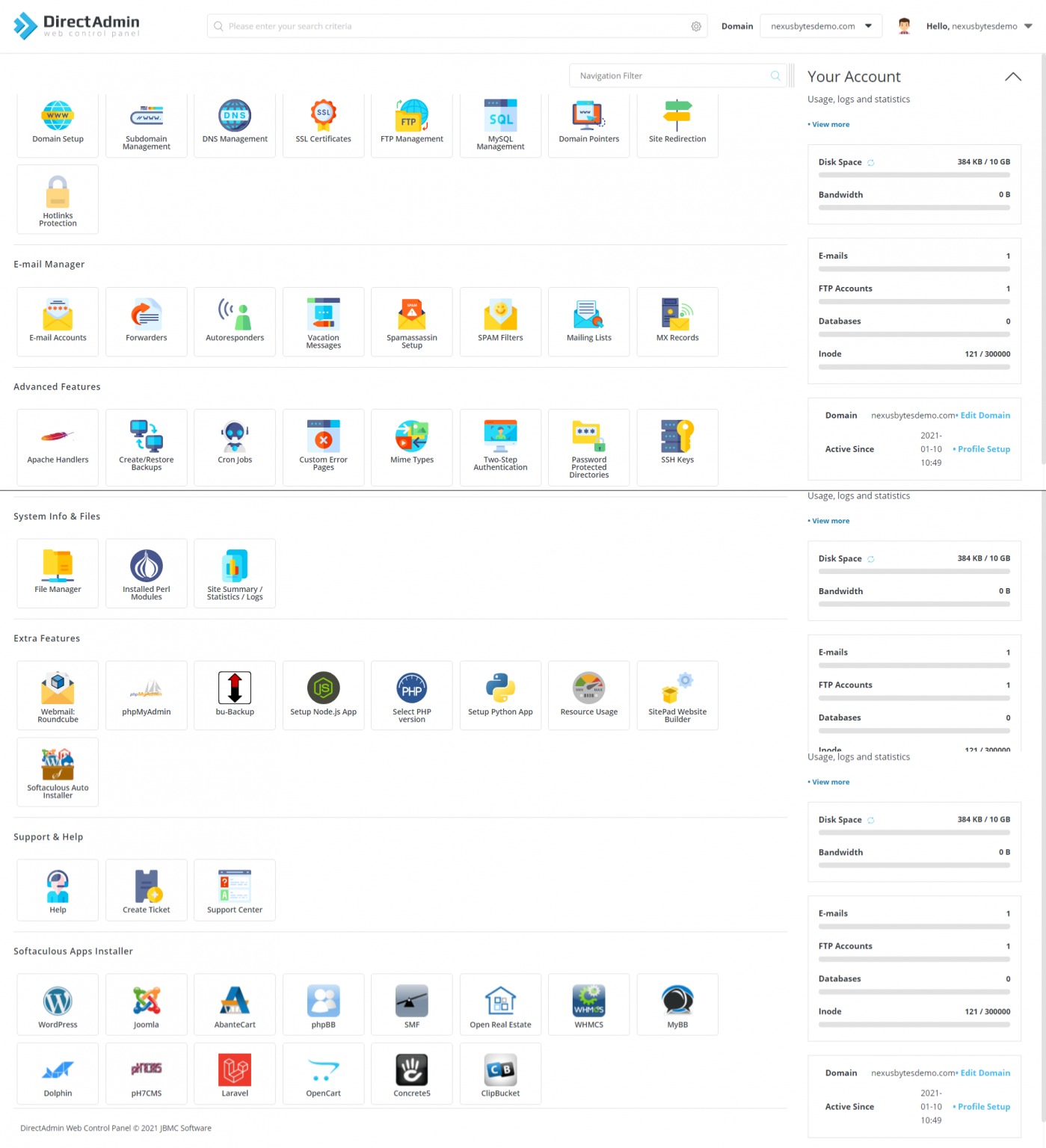 install directadmin dashboard