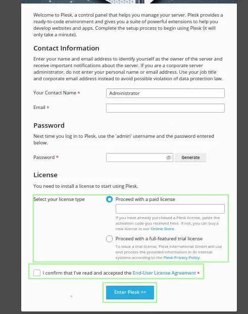 access plesk centos 8 web interface