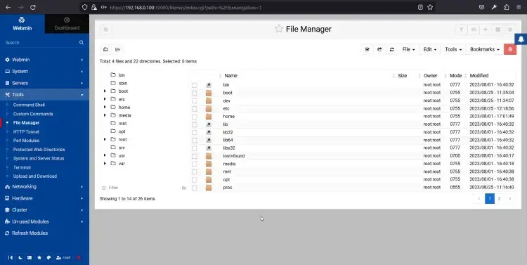 webmin file manager