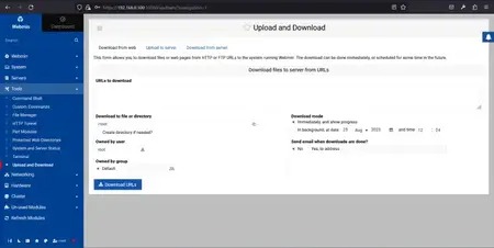 webmin upload and download