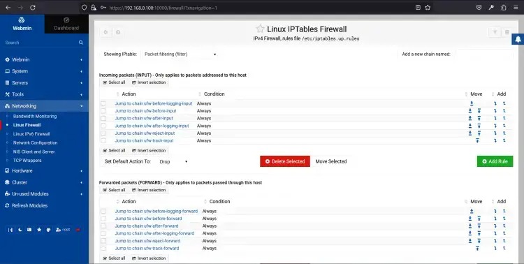 webmin firewall 