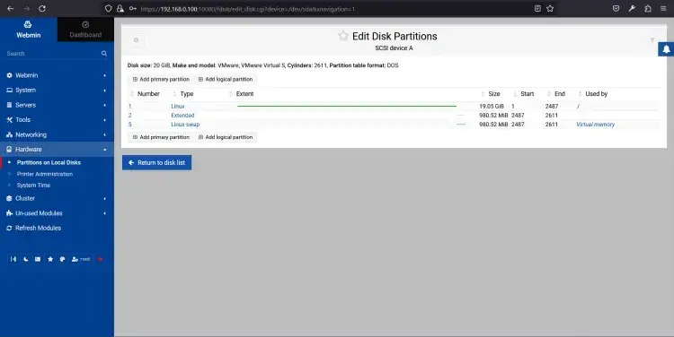 webmin partitions 