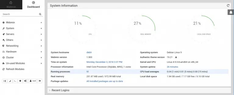 install webmin interface