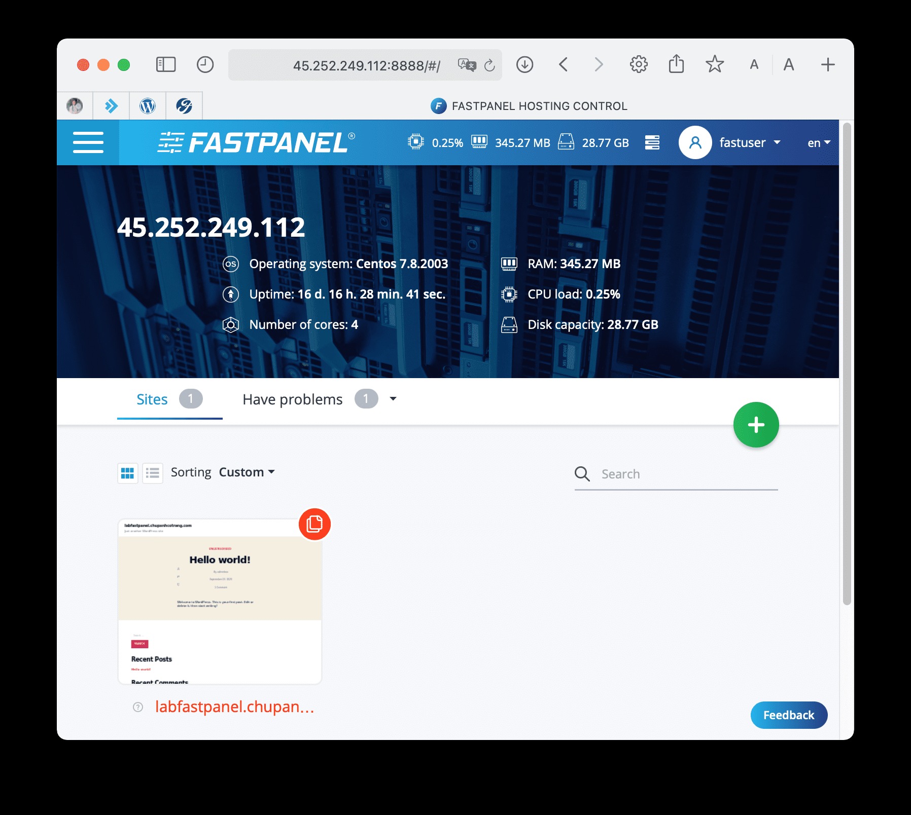 trang quản trị fastpanel