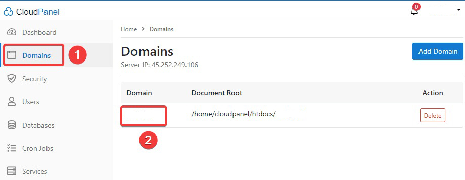 select website to install ssl cloudpanel