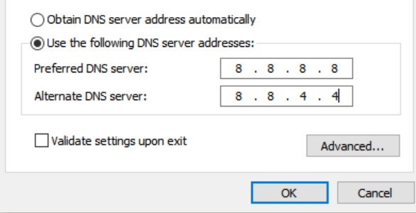 use dns server address