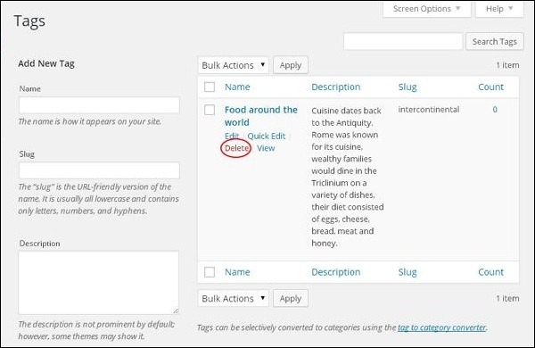 Wordpress delete tags như thế nào, thực hiện 2 bước đơn giản