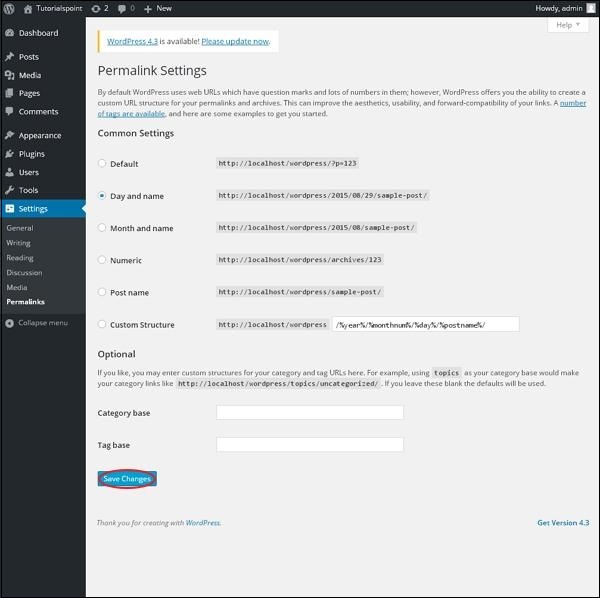 wordpress permalink settings