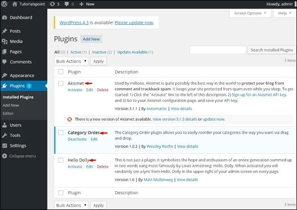 Cách xem plugin WordPress, mô tô từng chức năng