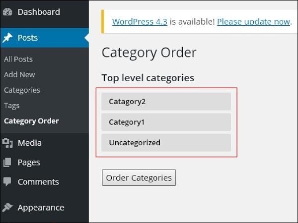 create categories section