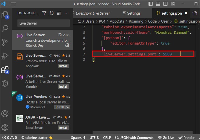 Hướng dẫn cách mở Live Server trong VS Code