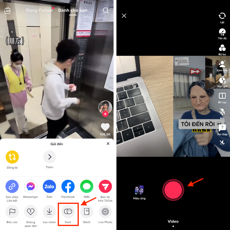 cách duet tiktok