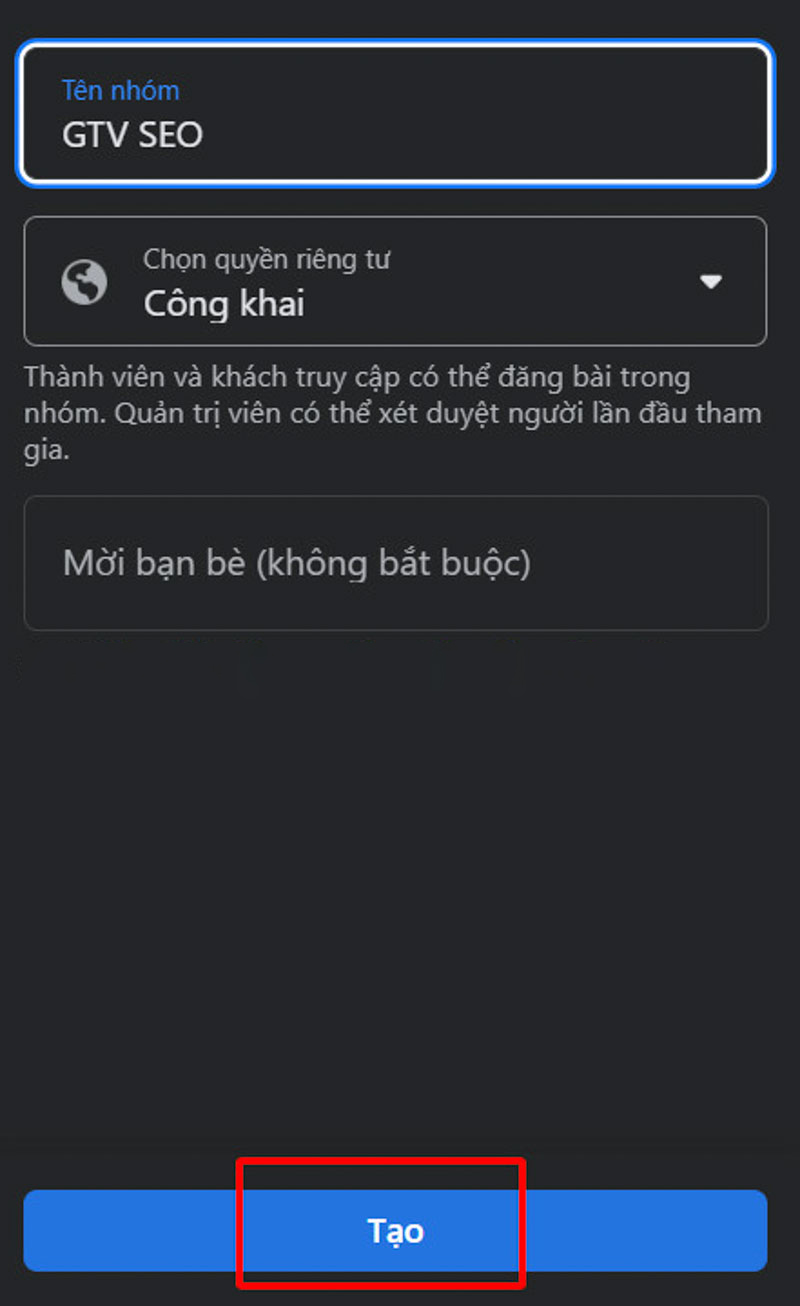 Tạo nhóm trên Facebook: chọn kiểu nhóm