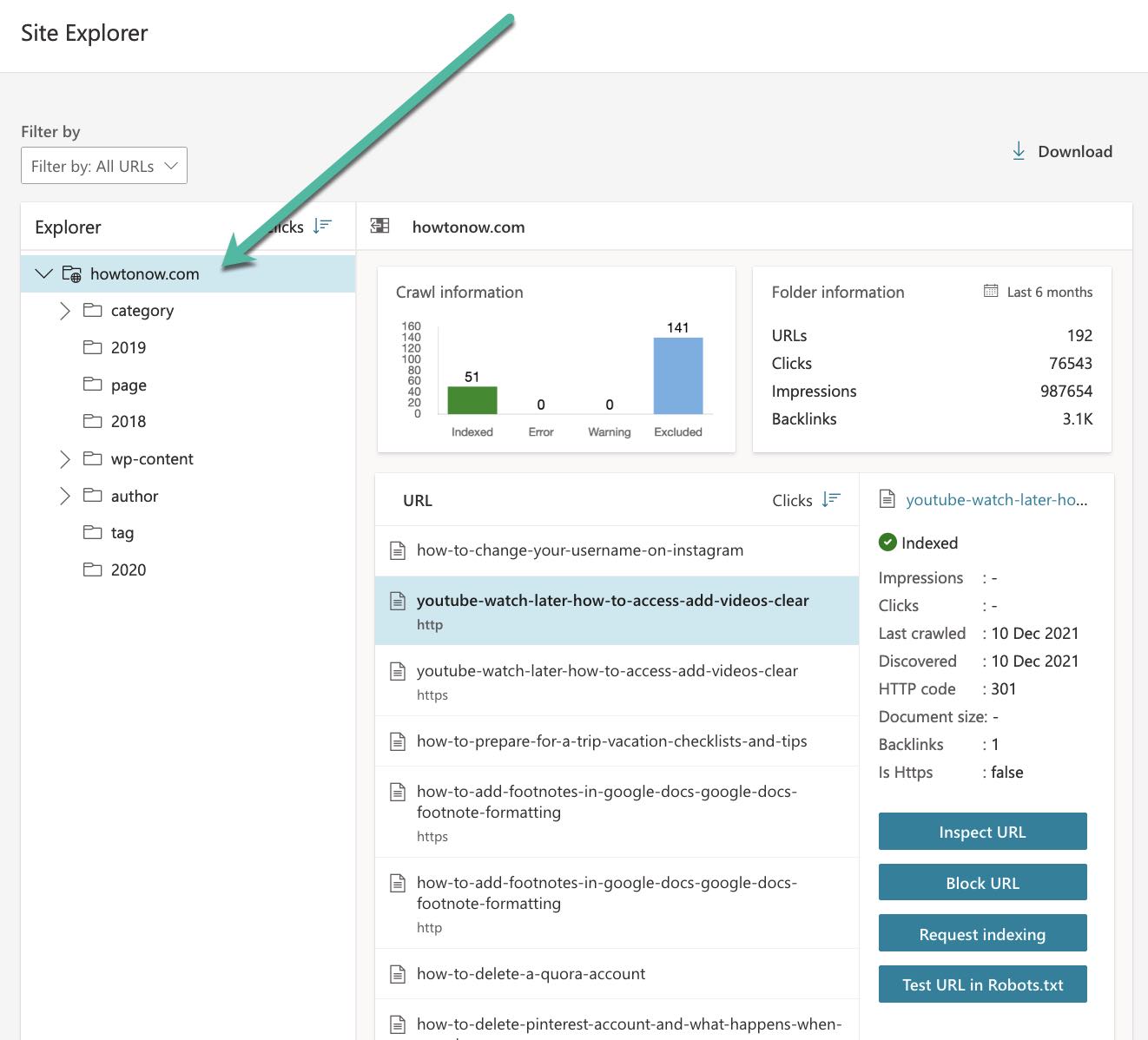 Công cụ xem chỉ mục của trang web (Index Explorer)