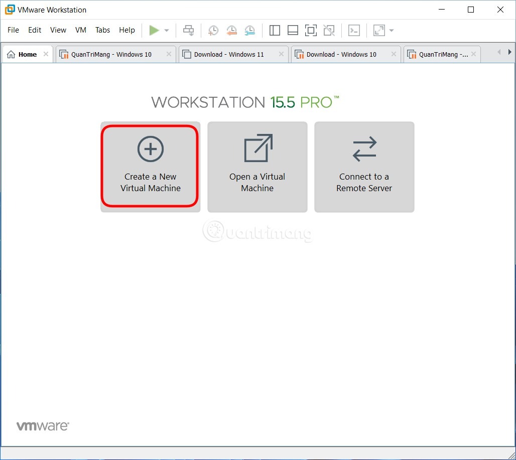 Tạo máy ảo mới trên VMware