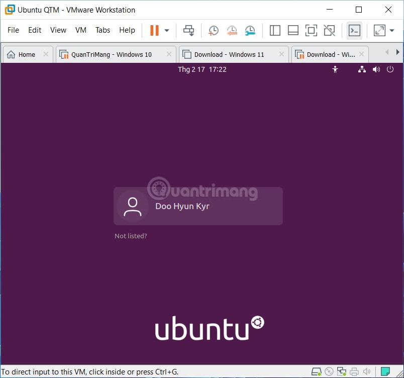 Hoàn tất quá trình cài đặt ubuntu trên vmware