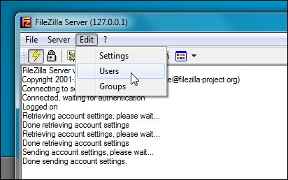 Tạo nhóm và người dùng trong FileZilla