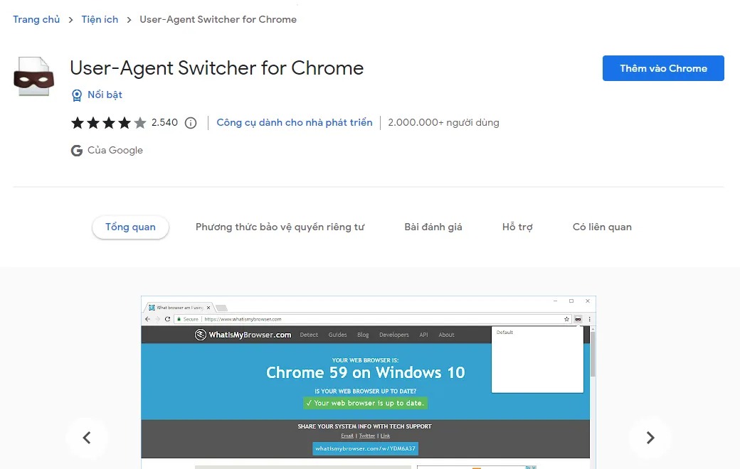 Thay đổi User Agent trên Chrome