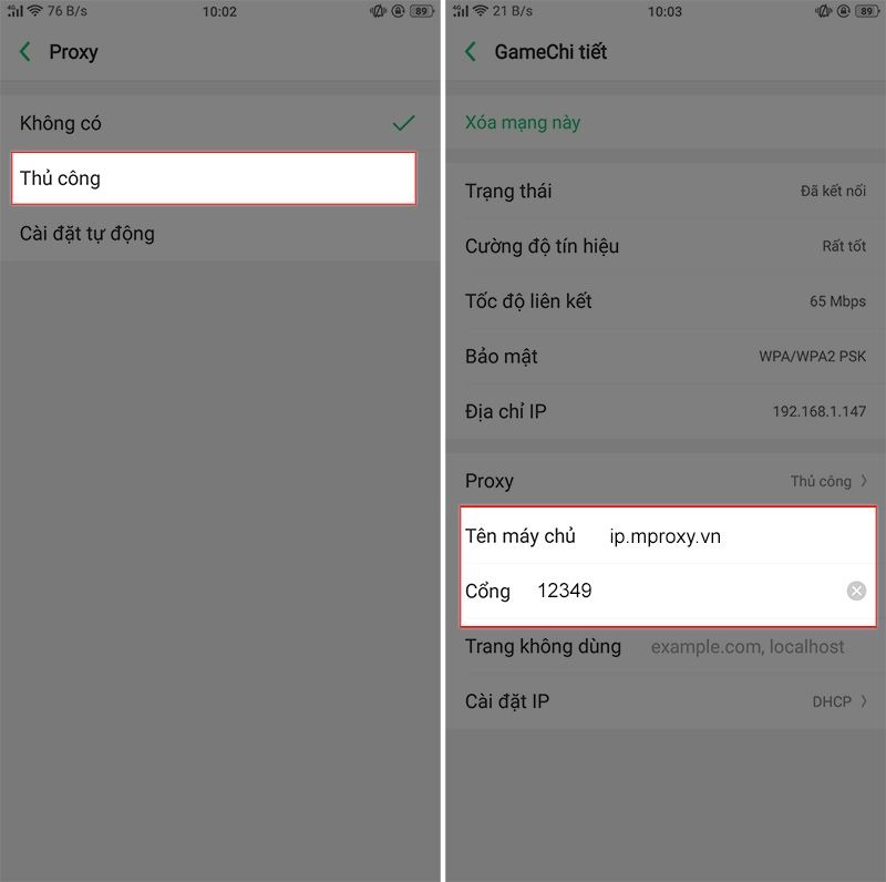 Cài đặt proxy trên điện thoại Android