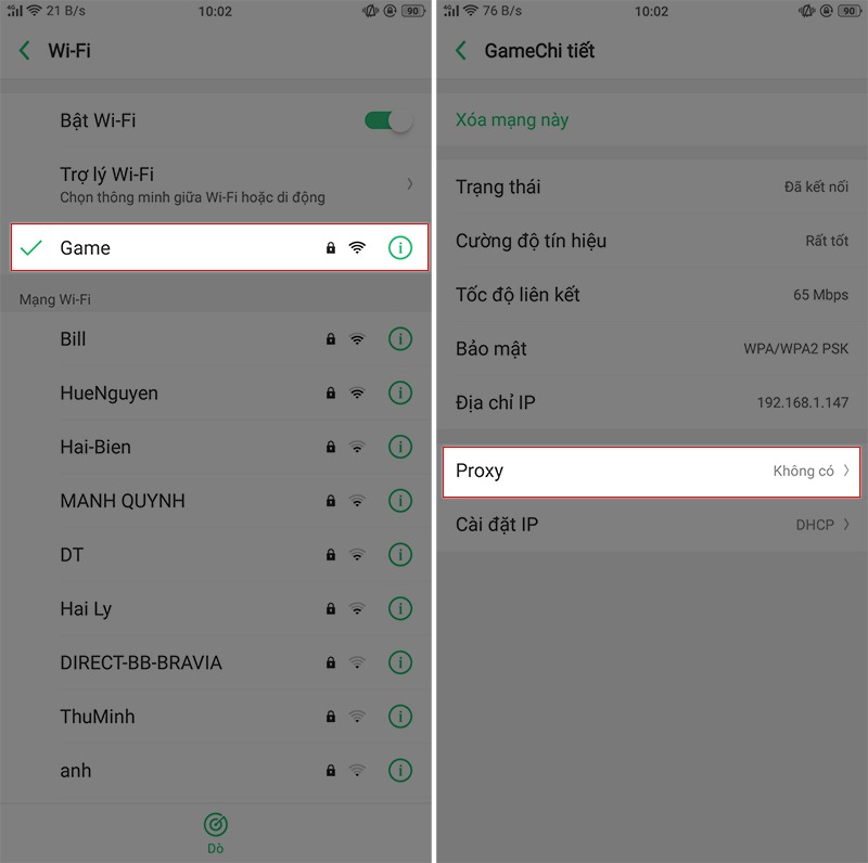 Cài đặt proxy trên điện thoại Android