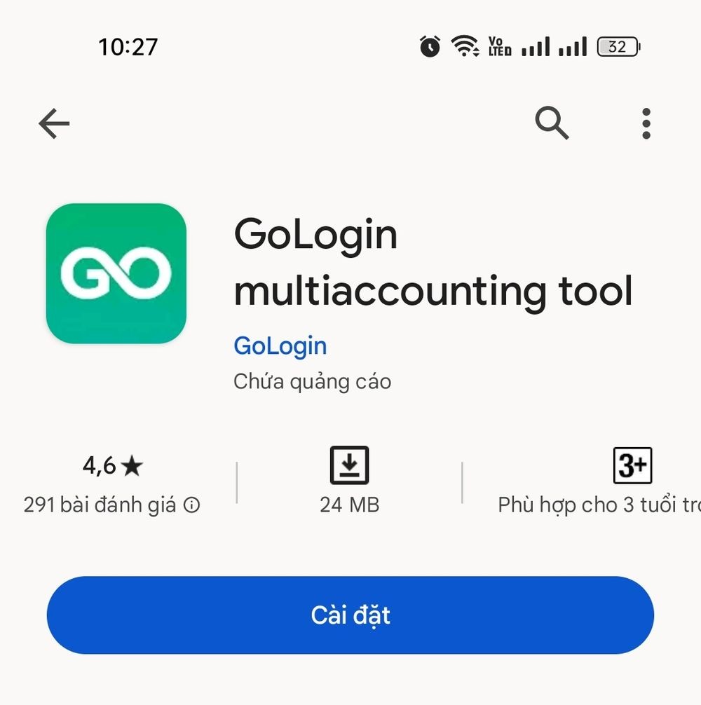 Cài đặt GoLogin trên điện thoại Android