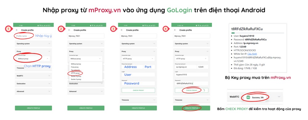 Cấu hình proxy trong GoLogin trên Android