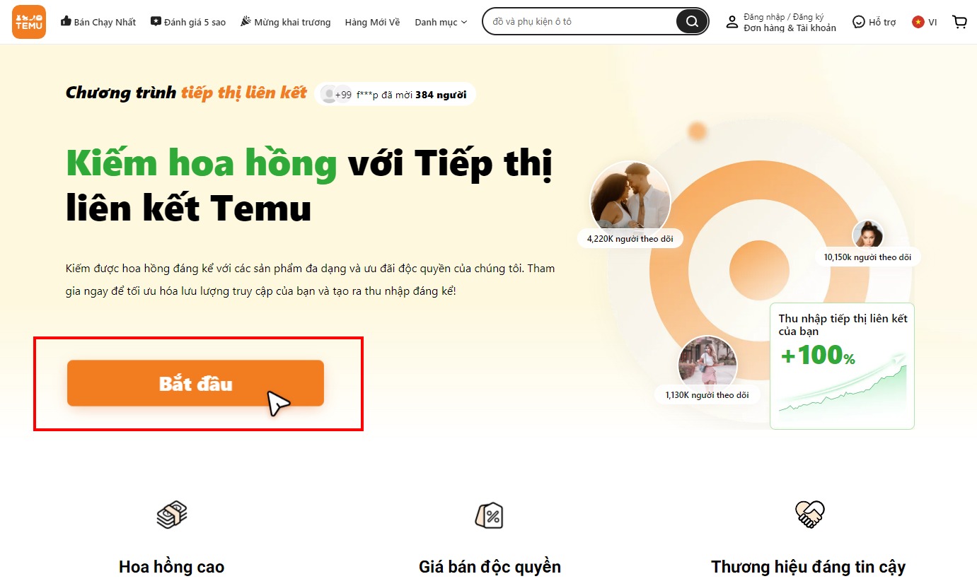 Các bước để tham gia Temu Affiliate