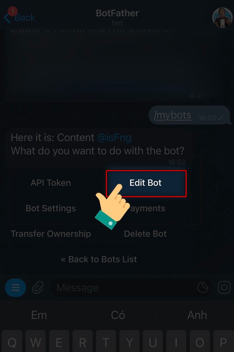 Cách tạo mô tả cho bot Telegram