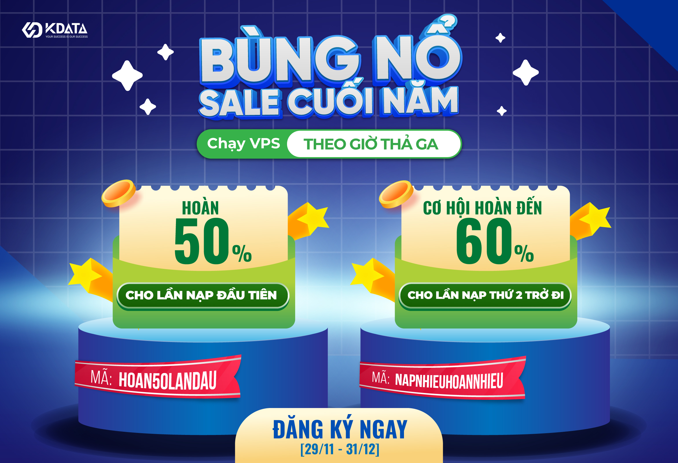  VPS theo giờ bùng nổ sale lớn cuối năm, hoàn tiền cực đã