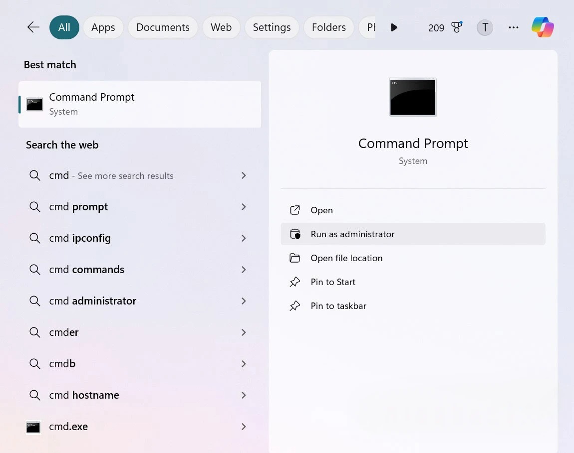 Cài đặt qua CMD (Command Prompt)