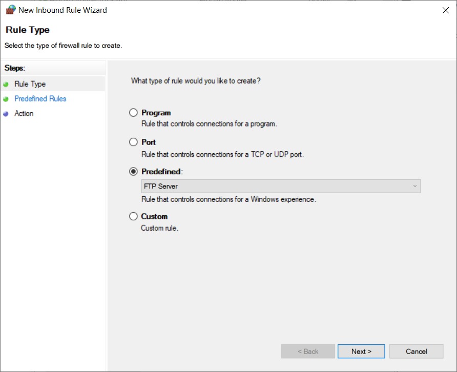 Mở cổng FTP trên Windows Firewall