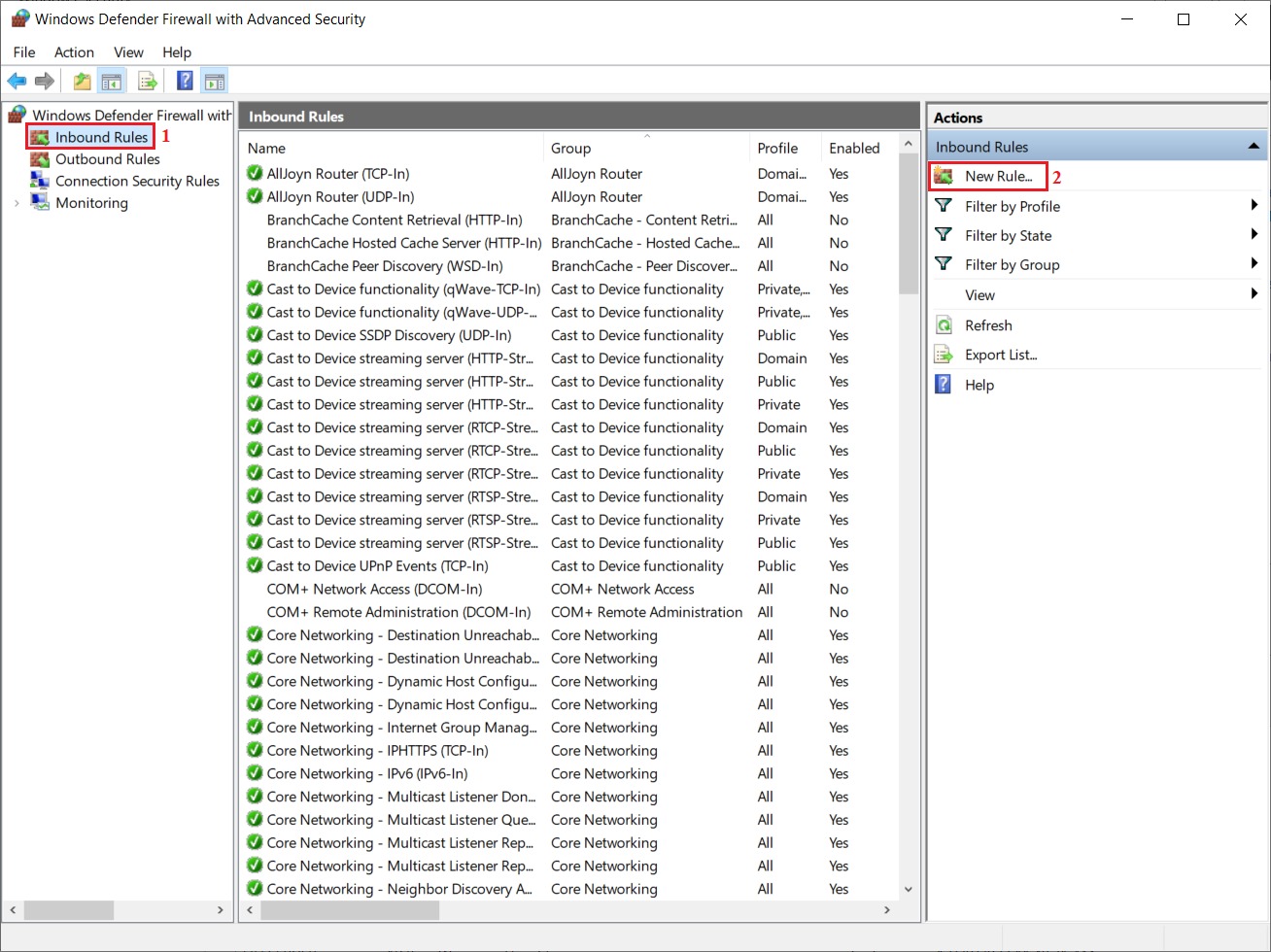 Mở cổng FTP trên Windows Firewall
