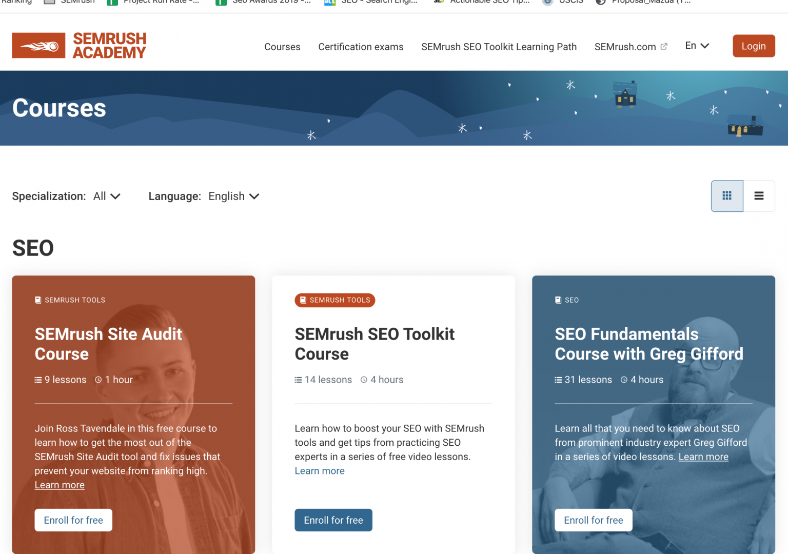 Các khoá học SEO online miễn phí từ SEMrush