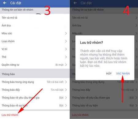 Cách lưu trữ nhóm Facebook trên Android