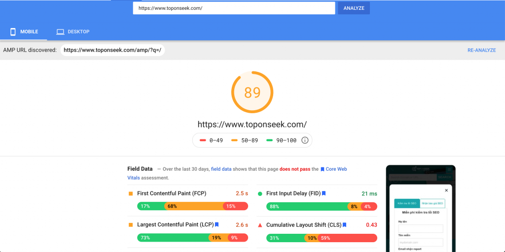 Google PageSpeed Tools - tối ưu PageSpeed Insights