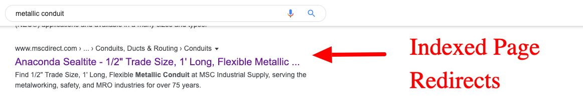 Indexed Page Redirects