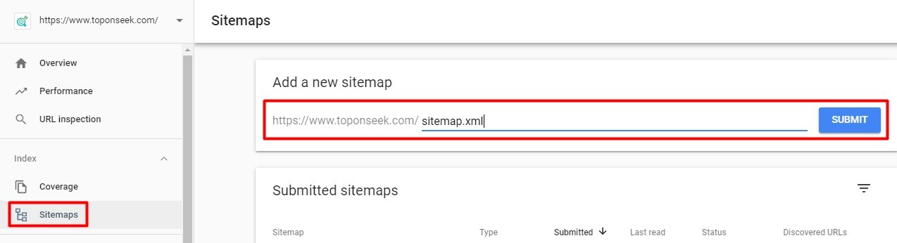 khai báo sitemap