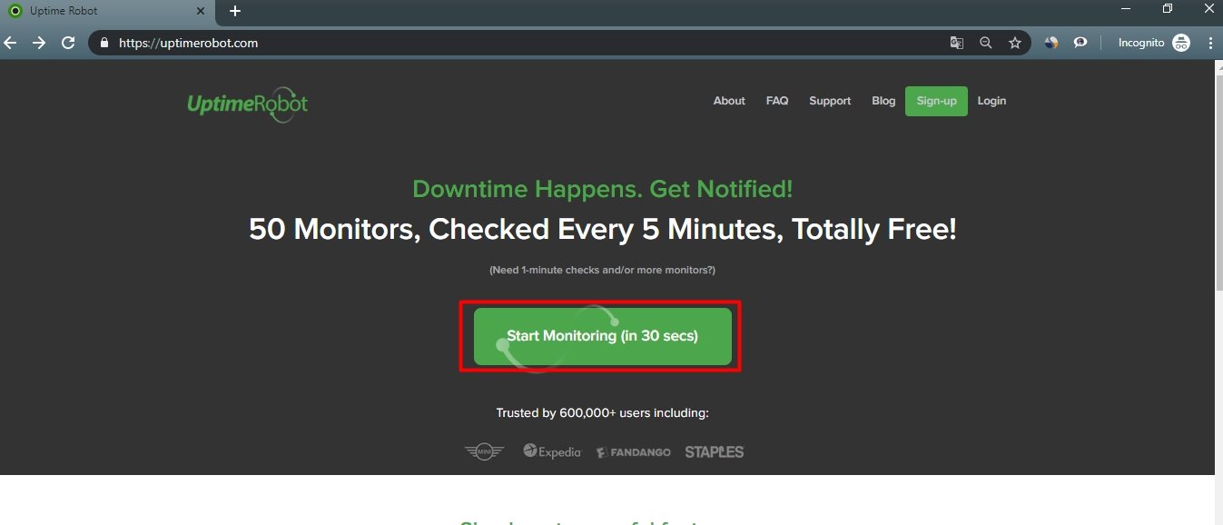 uptime robot sign up