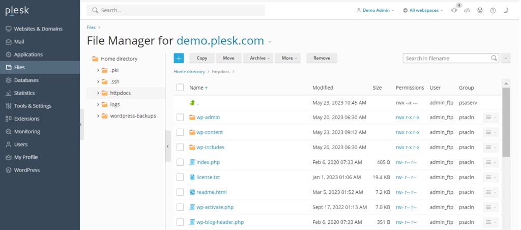 plesk website management