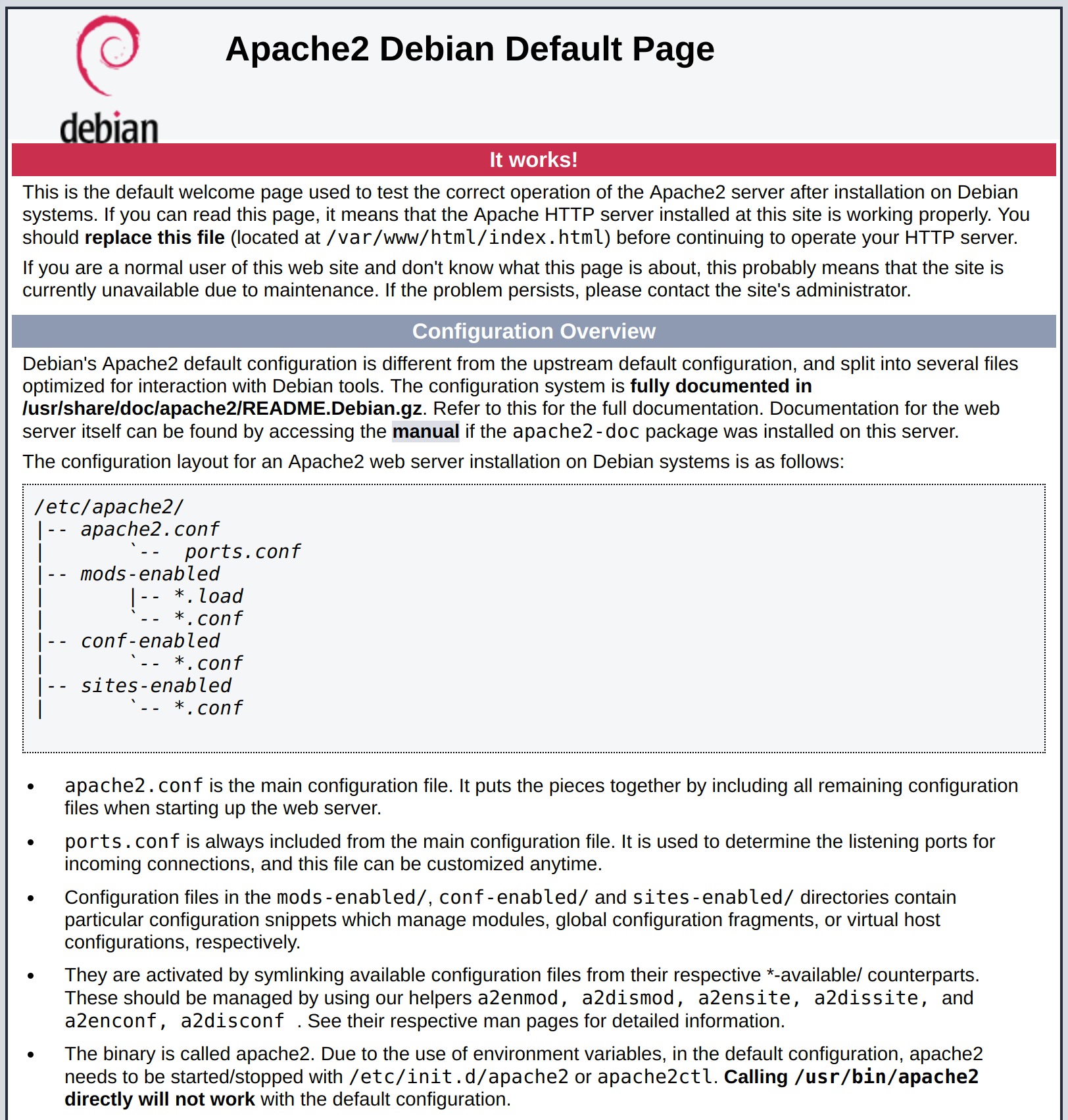 trang mặc định Debian 11 Apache