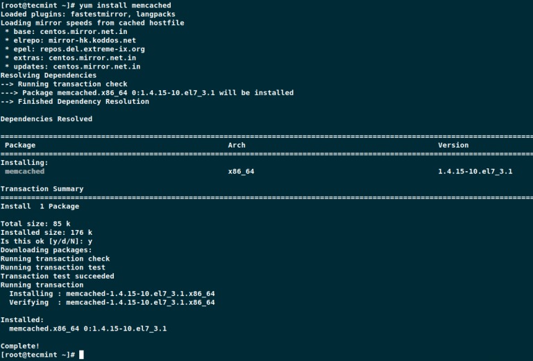 Install memcached centos 7