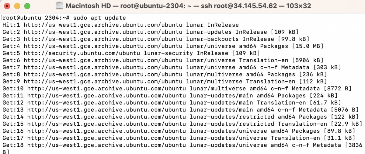 cập nhật các gói nginx