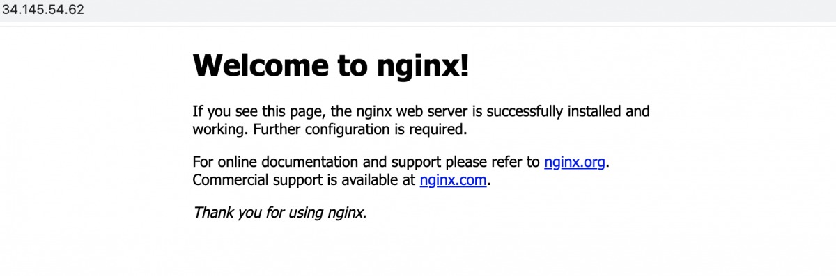 Trang chào mừng của nginx khi install thành công