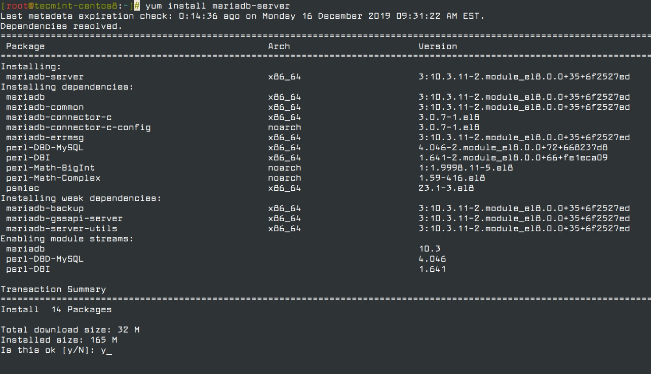 Cài đặt MariaDB trong CentOS 8