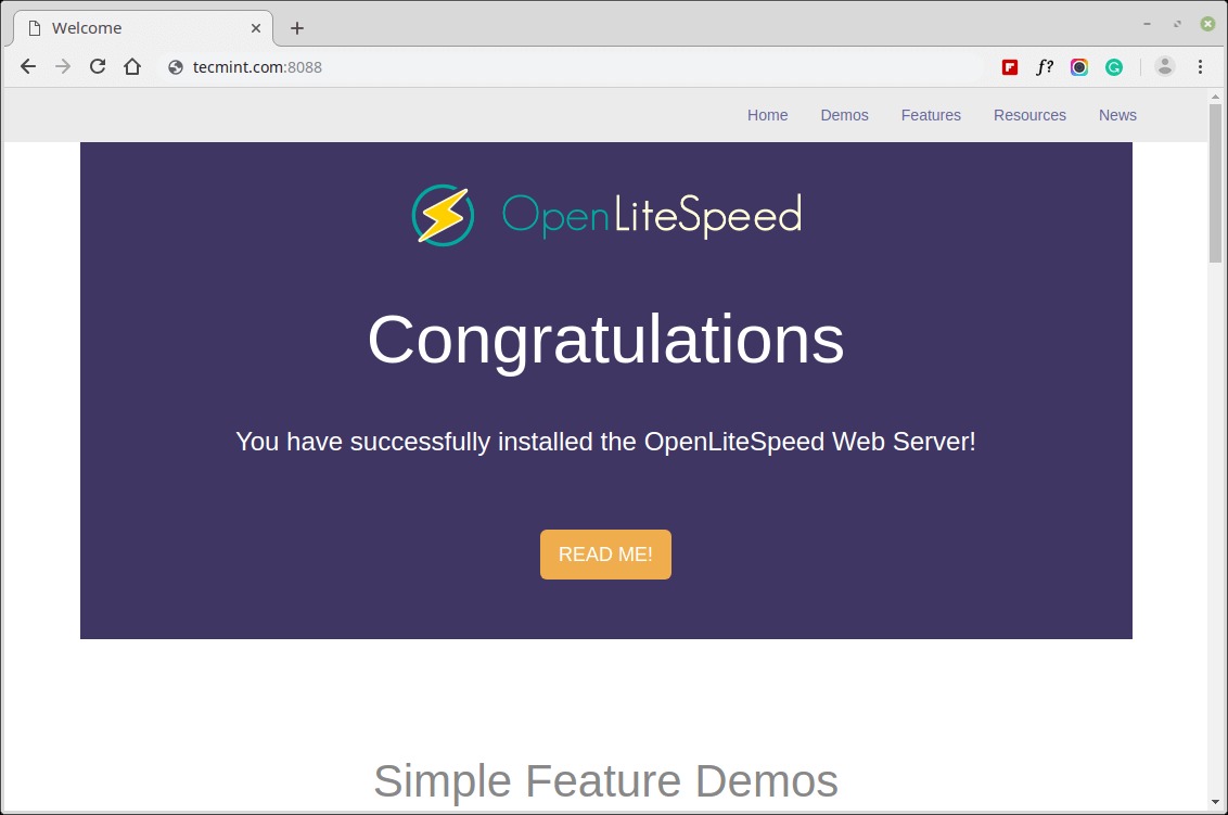 Trang web OpenLiteSpeed