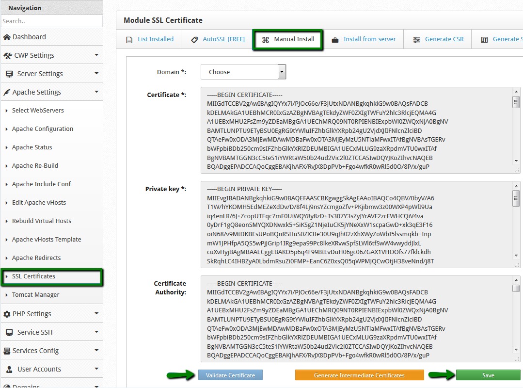 Cài đặt SSL trên CWP - Install SSL CWP